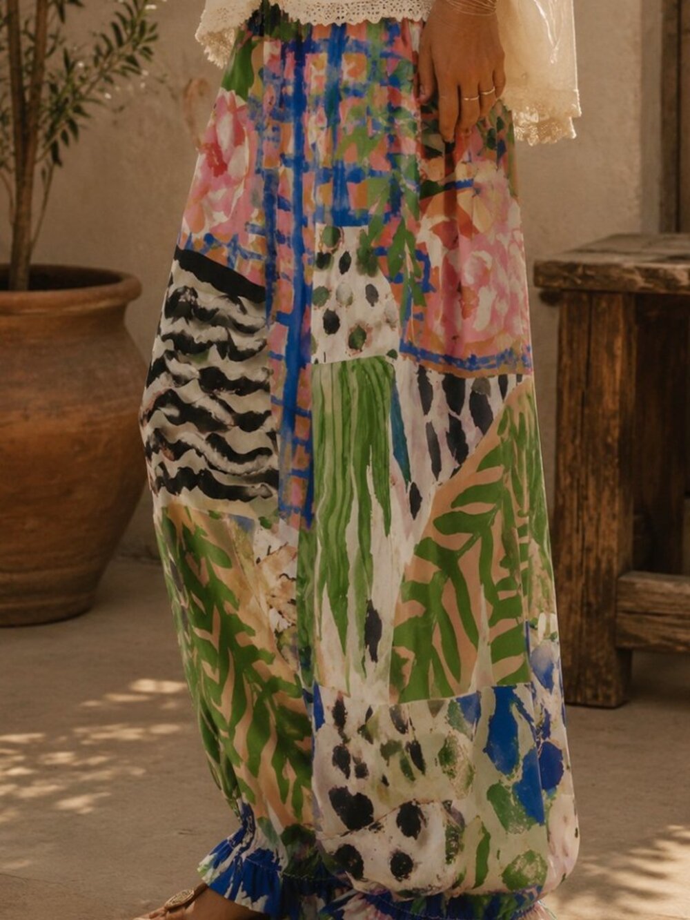 300 | Rayon Bloomer Wide Leg Pants